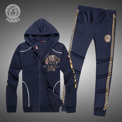 versace pullover black blue|men's Versace jogging suit.